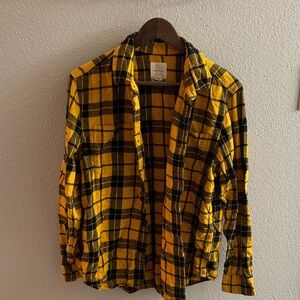 American Eagle Outfitters Yellow and Black Plaid Shirt Jacket